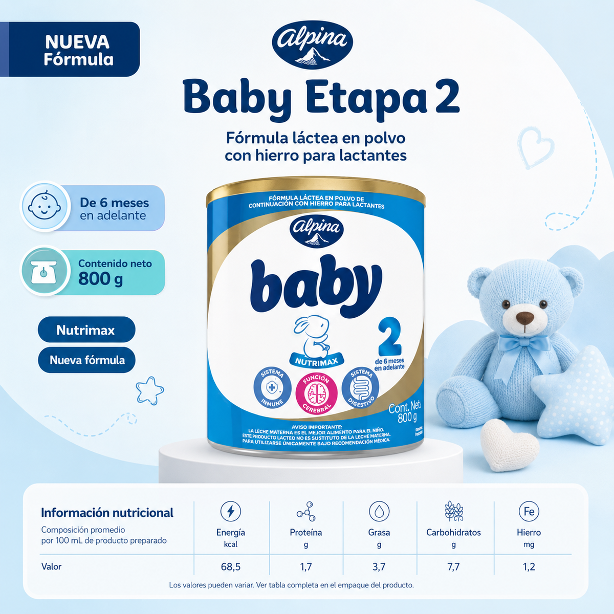 LECHE BABY ALPINA ETAPA 2 X 800 - imagen 1