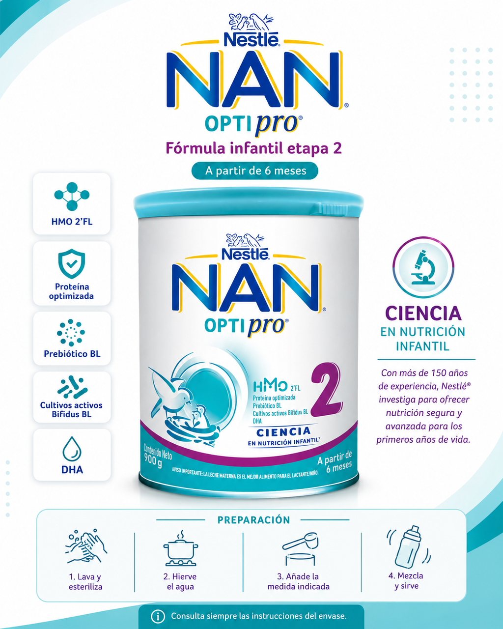 LECHE NAN ETAPA 2 X 900 - imagen 1