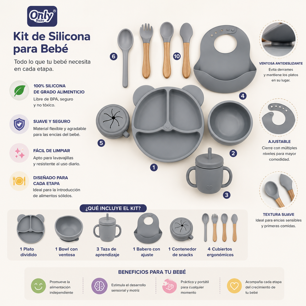 VAJILLA SILICONA ONLY BABY - imagen 13