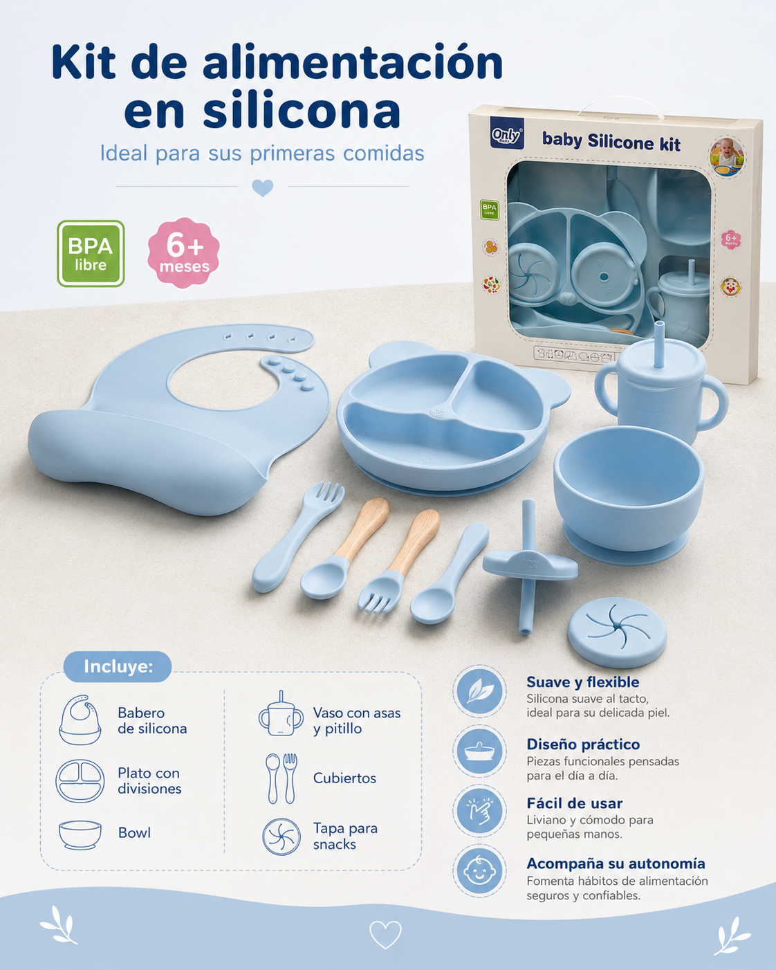 VAJILLA SILICONA ONLY BABY - imagen 1