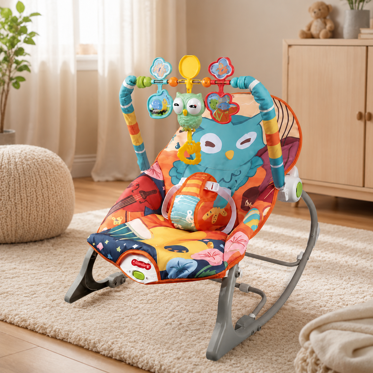SILLA ROCKER MECEDORA CON VIBRACOIN MUSICAL BUHO - imagen 4