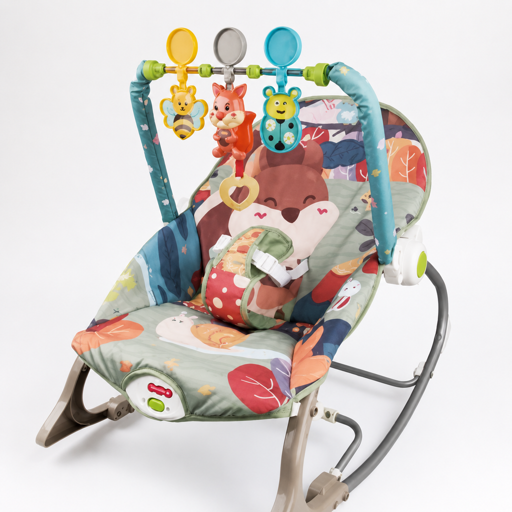 SILLA ROCKER MECEDORA CON VIBRACOIN MUSICAL ARDILLA ROSADA - imagen 6