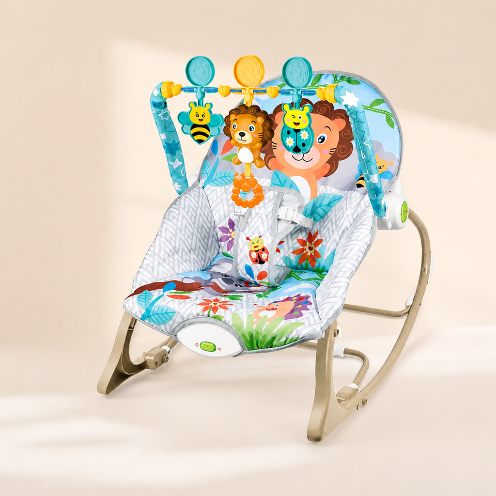SILLA ROCKER MECEDORA CON VIBRACOIN MUSICAL LEON AZUL - imagen 3