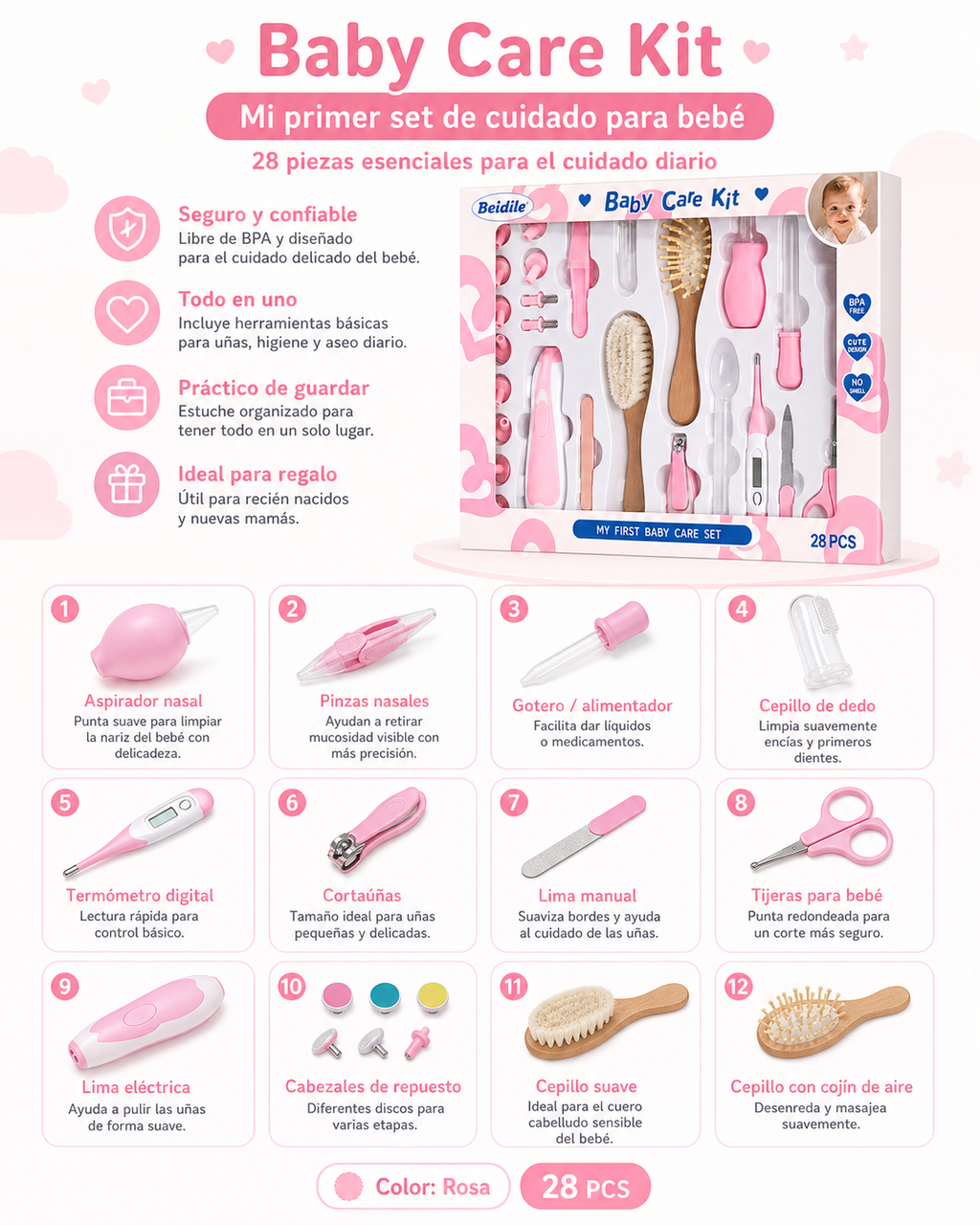 KIT DE ASEO BABY CARE 28 PIEZAS - imagen 5