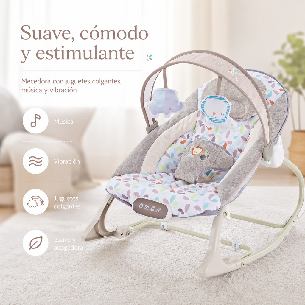 SILLA MECEDORA MUSICAL CON VIBRACION CONFETI - imagen 5