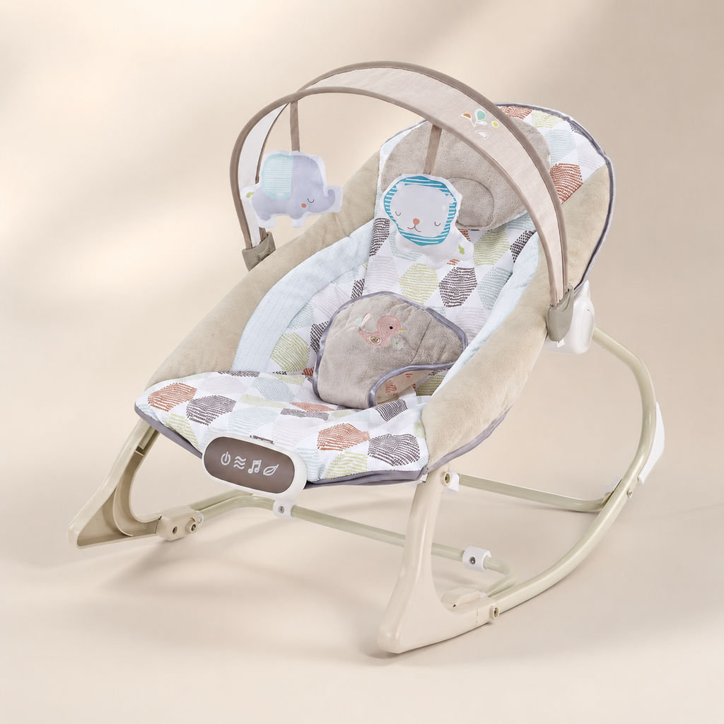 SILLA MECEDORA MUSICAL CON VIBRACION GRIS-AZUL - imagen 2