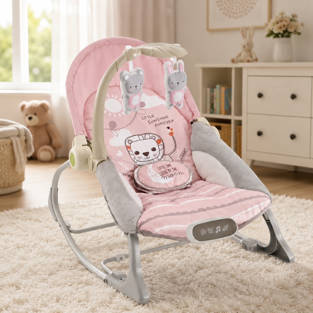 SILLA MECEDORA MUSICAL CON VIBRACION ROSADA - imagen 3