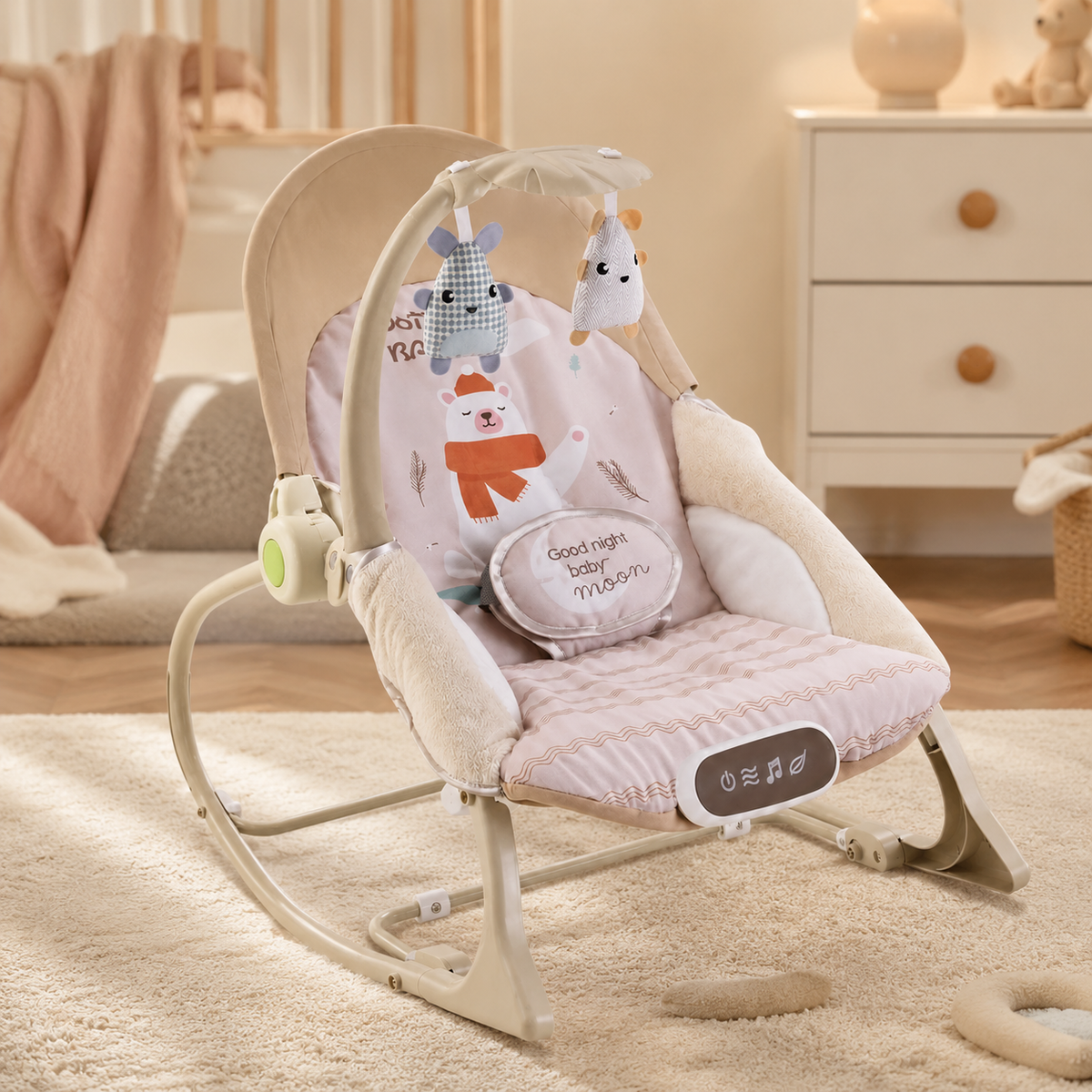 SILLA MECEDORA MUSICAL CON VIBRACION BEIGE - imagen 3
