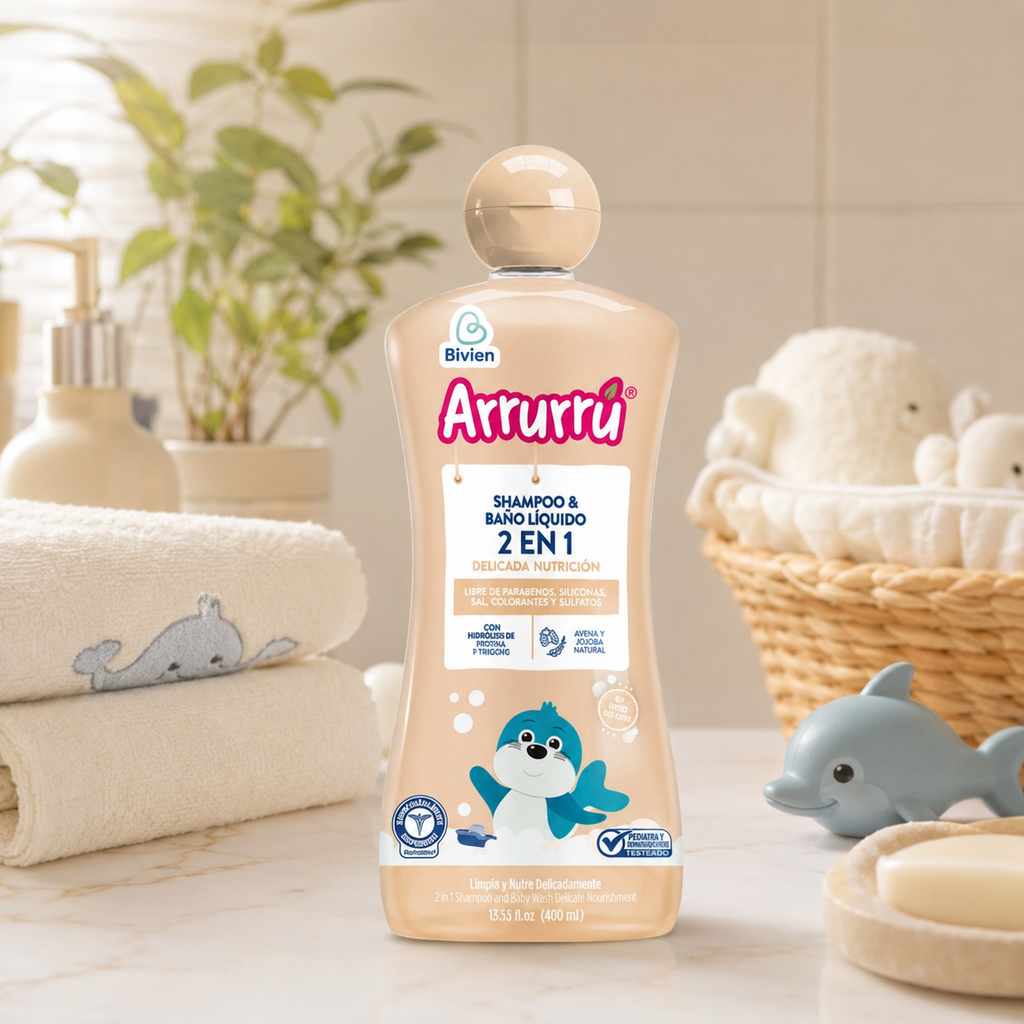 SHAMPOO Y BAÑO LIQUIDO ARRURU DELICADA NUTRICION X 400 - imagen 3
