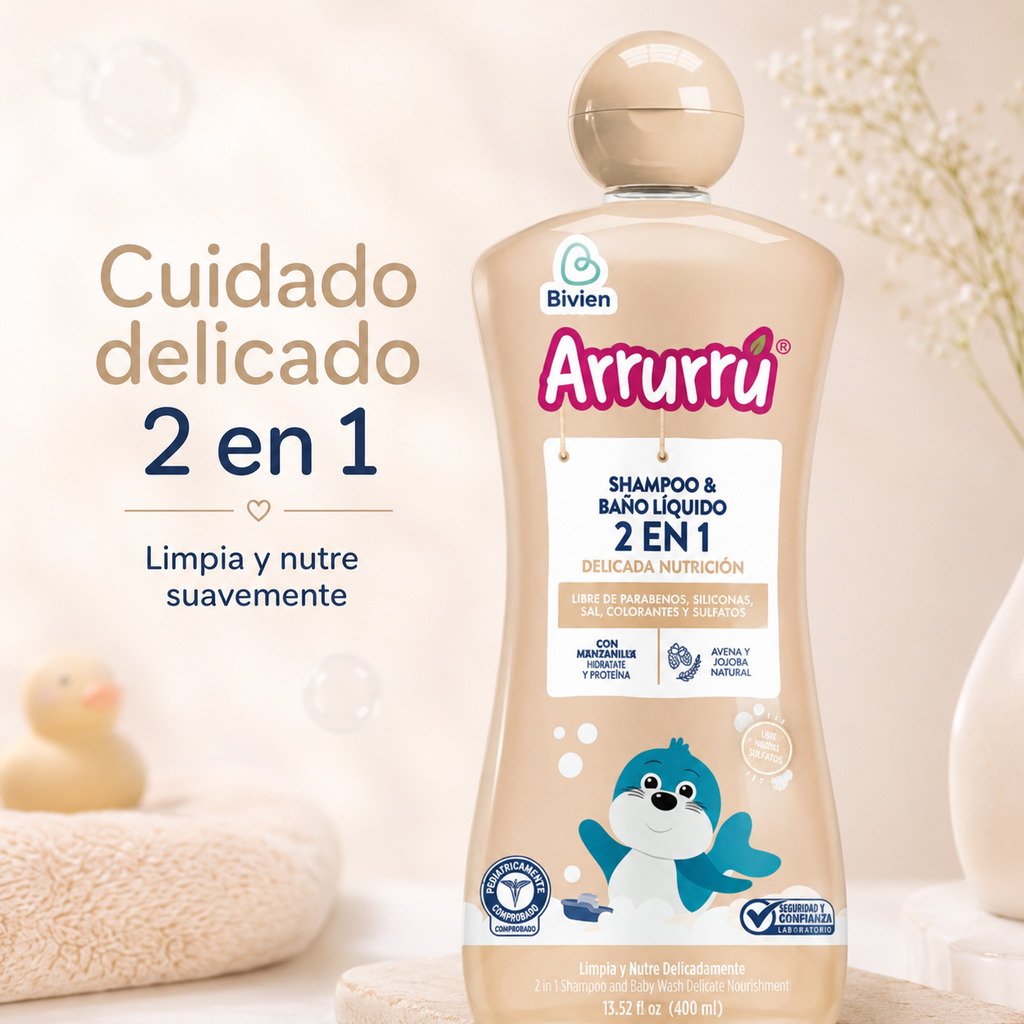 SHAMPOO Y BAÑO LIQUIDO ARRURU DELICADA NUTRICION X 400 - imagen 6