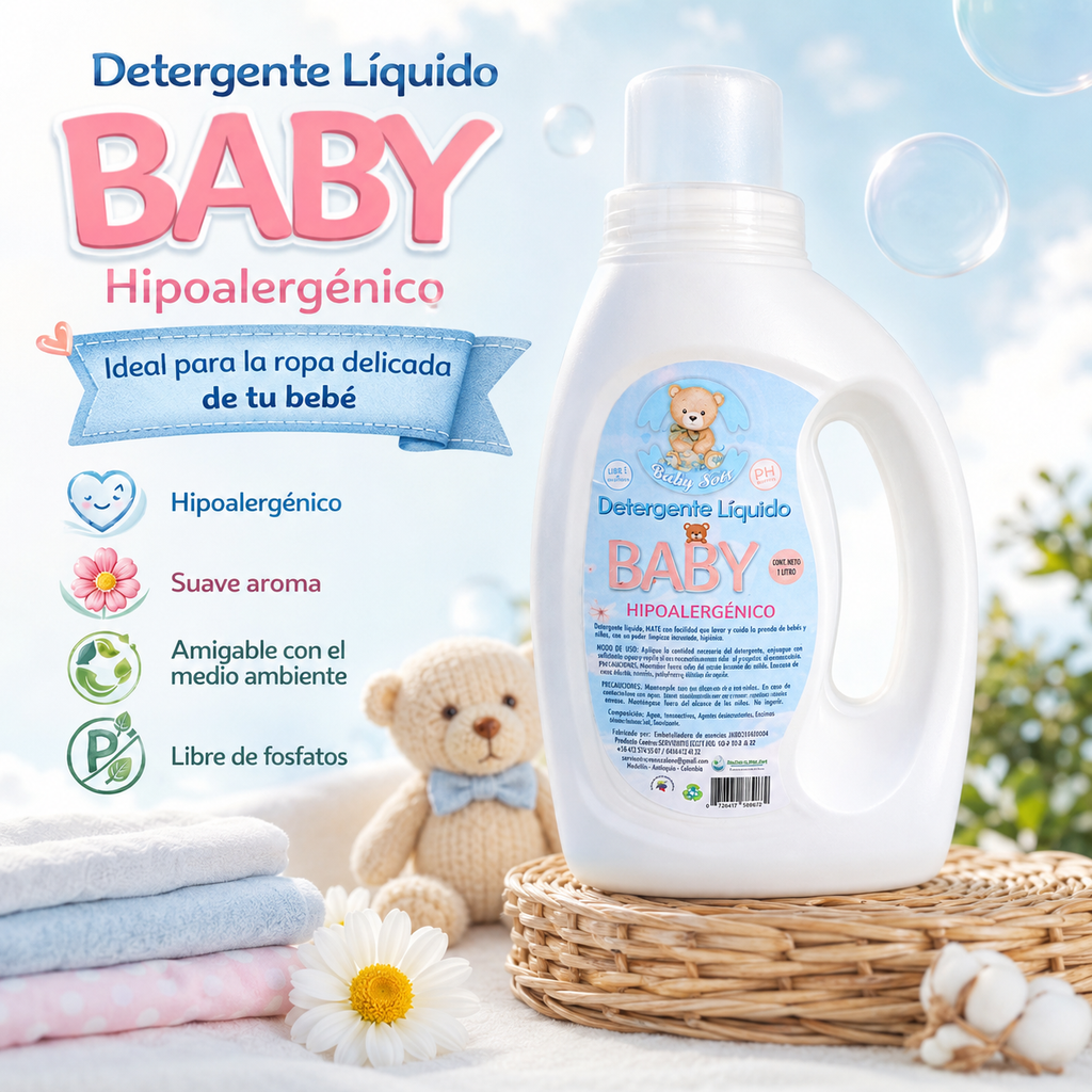 DETERGENTE LIQUIDO PARA ROPA DE BEBE PH NEUTRO 1 LITRO - imagen 6